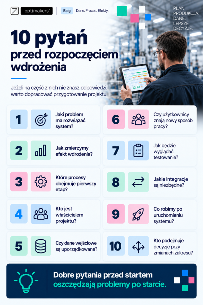10 pytań przed rozpoczęciem wdrożenia systemu produkcji